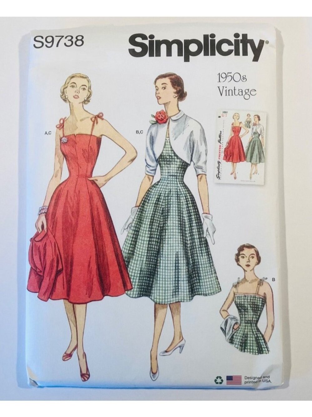 Simplicity S9738 Vintage 1950s Sun Dress & Jacket Reprint Sewing Pattern FF